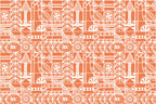 Orange Boho Pattern Wallpaper : Folk Geometric Tile Mural - View 2