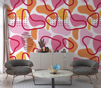 Pink Squiggle Wallpaper : Abstract Memphis Shapes Pattern - View 2