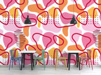 Pink Squiggle Wallpaper : Abstract Memphis Shapes Pattern - View 3