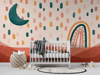 Boho Rainbow and Moon Wallpaper : Terracotta Dots Kids Mural