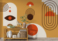 Mustard Boho Geometric Wallpaper : Eye and Arches Mural