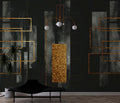 Dark Green Gold Geometric Wallpaper : Glitter Panels Mural