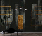 Dark Green Gold Geometric Wallpaper : Glitter Panels Mural