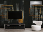 Dark Green Gold Geometric Wallpaper : Glitter Panels Mural - View 2