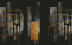 Dark Green Gold Geometric Wallpaper : Glitter Panels Mural - flat design