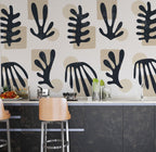 Navy Cutout Leaves Wallpaper : Matisse Style Botanical Pattern