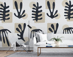 Navy Cutout Leaves Wallpaper : Matisse Style Botanical Pattern - View 3