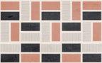 Blush and Black Blocks Wallpaper : Line Grid Geometric Mural - flat design