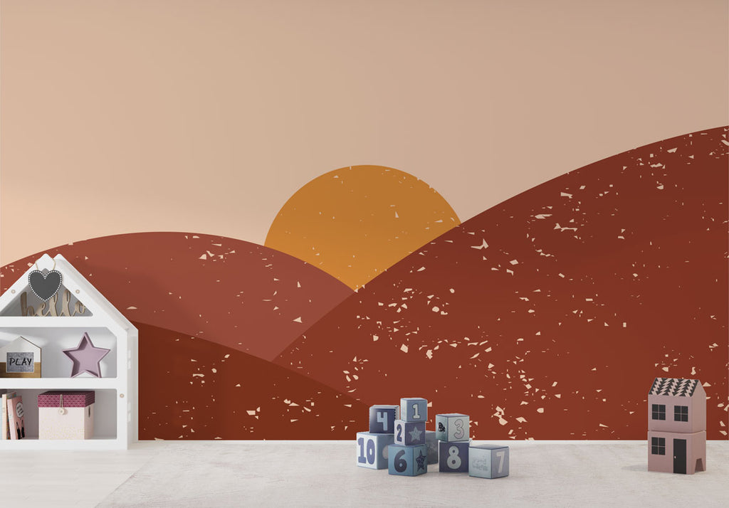 Desert Sunset Wallpaper : Boho Rust Hills Mural - View 3