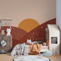 Desert Sunset Wallpaper : Boho Rust Hills Mural