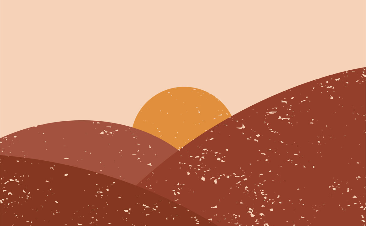 Desert Sunset Wallpaper : Boho Rust Hills Mural - flat design