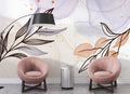 Watercolor Leaf Sketch Wallpaper : Lavender and Blush Botanical Mural
