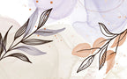 Watercolor Leaf Sketch Wallpaper : Lavender and Blush Botanical Mural - flat design
