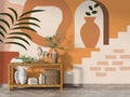 Terracotta Arch Vase Wallpaper : Boho Steps and Palm Mural