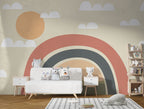 Rainbow Landscape Wallpaper : Sun and Clouds View Mural - View 3