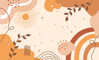 Boho Sun and Rainbow Wallpaper : Peach Sky Teen Room Mural - flat design