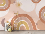 Blush Boho Rainbow Wallpaper : Sun and Moon Mural - View 2