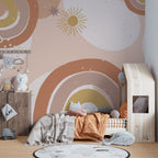 Blush Boho Rainbow Wallpaper : Sun and Moon Mural - View 3