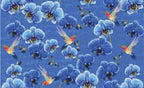 Blue Orchid Hummingbird Wallpaper : Script and Flowers Pattern - flat design