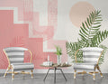 Blush Geometric Fern Wallpaper : Pink Arches and Palm Mural