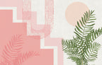 Blush Geometric Fern Wallpaper : Pink Arches and Palm Mural - flat design
