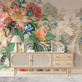 Hanging Floral Bouquet Wallpaper : Vintage Garden Flowers Mural