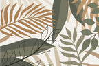 Boho Tropical Leaves Wallpaper : Olive and Tan Palm Mural - flat design