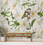 White Lily Wallpaper : Large Botanical Bloom Mural - View 2