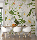 White Lily Wallpaper : Large Botanical Bloom Mural