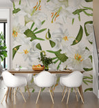 White Lily Wallpaper : Large Botanical Bloom Mural