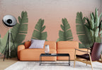 Banana Leaf Border Wallpaper : Peach Gradient Tropical Mural - View 3