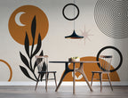 Boho Moon and Leaf Wallpaper : Rust Circles Geometric Mural - View 2