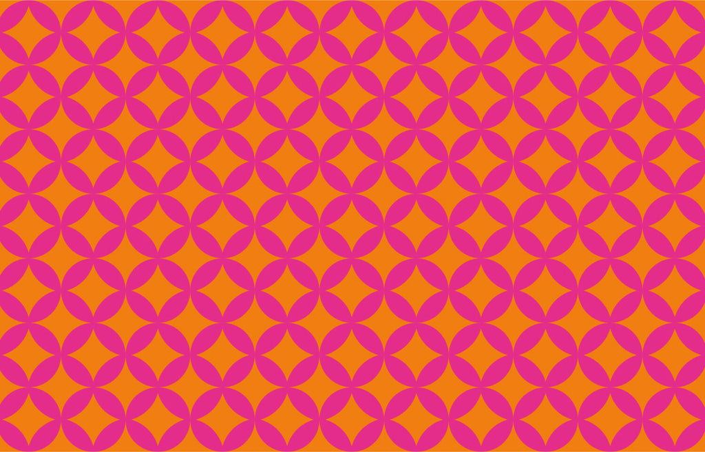 Pink and Orange Retro Wallpaper : Quatrefoil Geometric Pattern - flat design