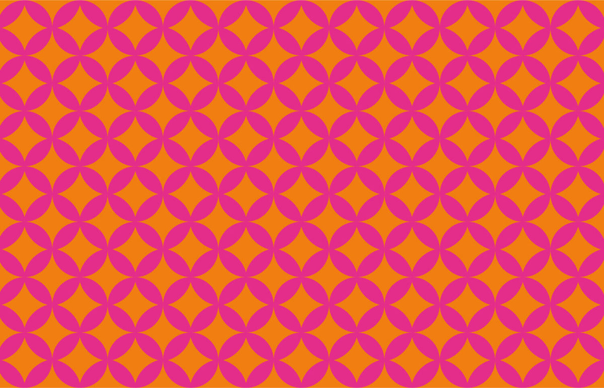 Pink and Orange Retro Wallpaper : Quatrefoil Geometric Pattern - flat design