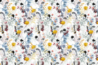 Colourful Wildflower Wallpaper : Yellow and Blue Meadow Pattern - flat design