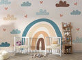 Soft Rainbow Clouds Wallpaper : Pastel Hearts Nursery Mural