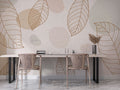 Neutral Line Leaves Wallpaper : Soft Circles Minimal Mural