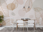 Neutral Line Leaves Wallpaper : Soft Circles Minimal Mural - View 3