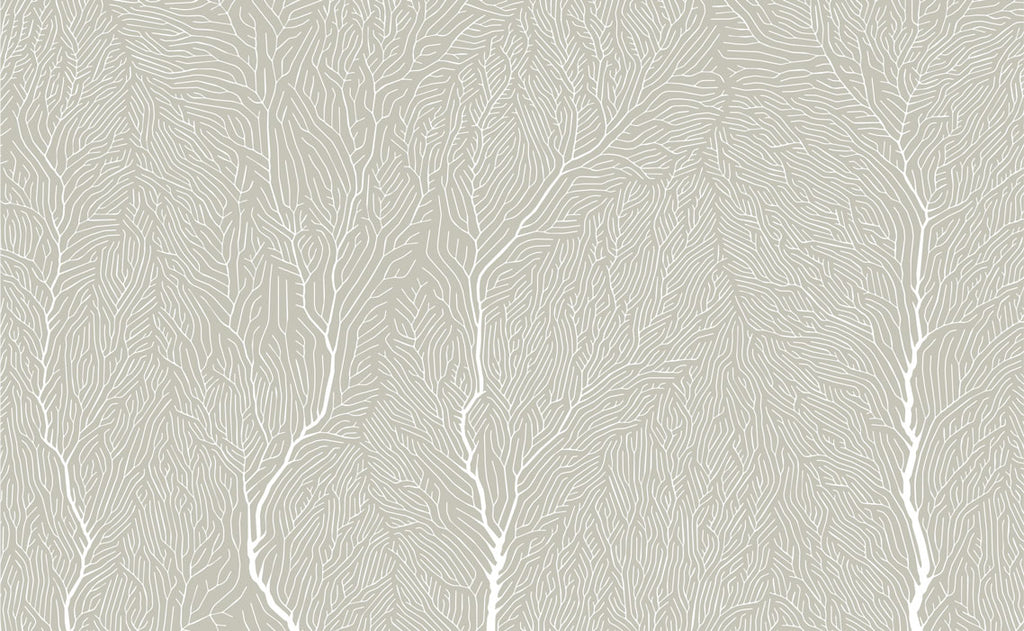 Coral Branch Wallpaper : Beige Line Art Tree Vein Mural - flat design
