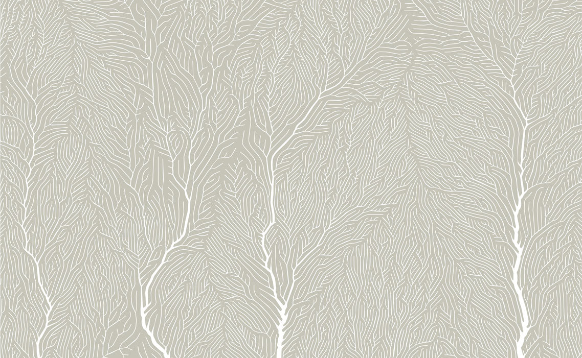 Coral Branch Wallpaper : Beige Line Art Tree Vein Mural - flat design