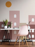 Pink City Wallpaper : Boho Arch Buildings Sunset Mural