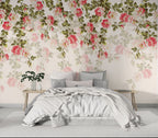 Cascading Rose Wallpaper : Pink Hanging Flowers Mural - View 3