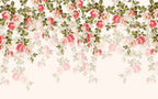 Cascading Rose Wallpaper : Pink Hanging Flowers Mural - flat design