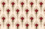 Baroque Rose Damask Wallpaper : Red Roses Gold Scroll Pattern - flat design