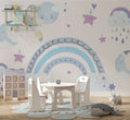 Pastel Rainbow Moon Wallpaper : Blue Clouds Nursery Mural
