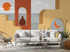 Boho Seaside Arch Wallpaper : Terracotta Mediterranean Mural - View 2