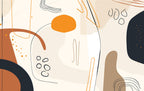 Abstract Boho Shapes Wallpaper : Orange Navy Line Art Mural - flat design