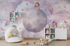 Dreamy Moon Kids Wallpaper : Lilac Clouds and Balloons Mural
