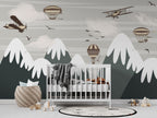 Balloon Mountains Wallpaper : Grey Peaks and Planes Mural