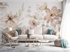 Soft Flowers and Butterflies Wallpaper : Pastel Lily Mural - View 3